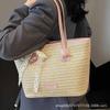 Casual woven straw bag fashionable beach vacation large capacity bag commuting seaside simple and versatile portable tote bag