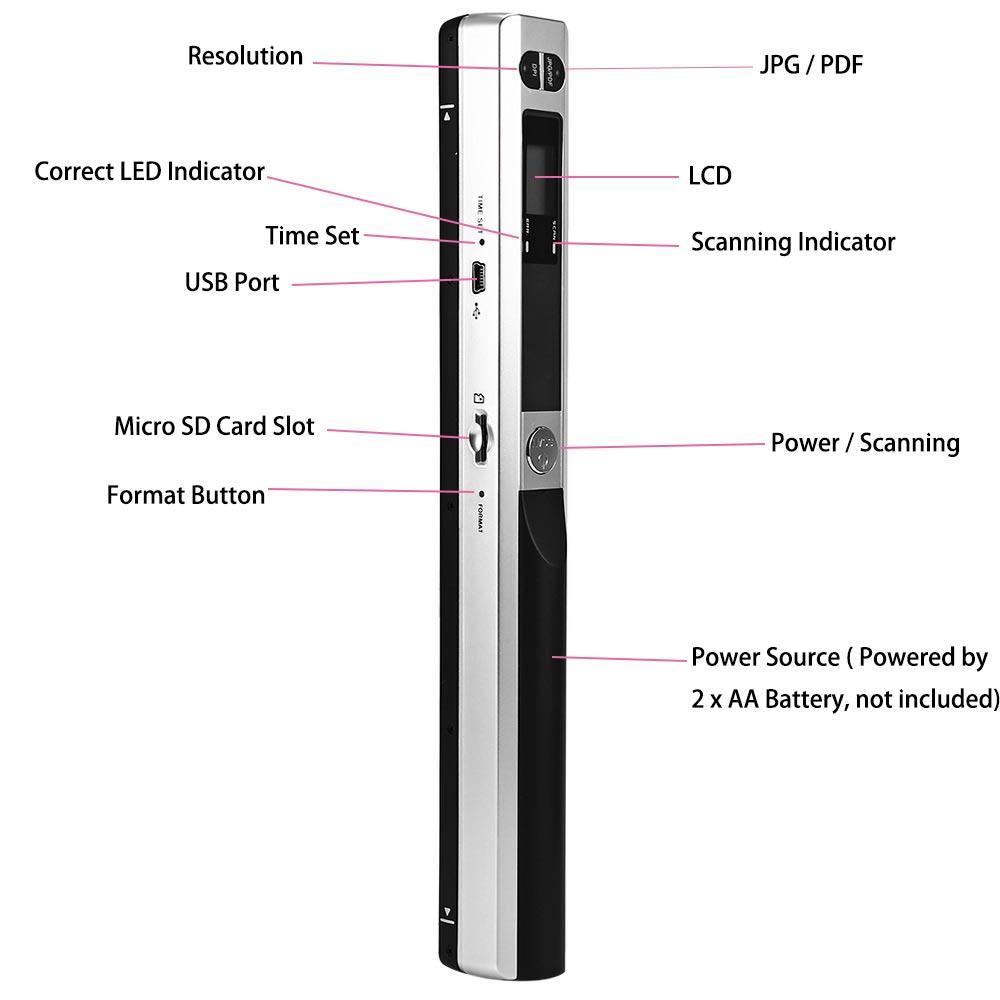 Handheld Portable A4 Book Document Photo Scanner 300DPI, 600DPI,900DPI PDF/JPEG Selection Iscan Handy Mobile Portable Scanner