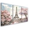 Three Piece Picture Canvas Print Eiffel Tower Pastel Pink