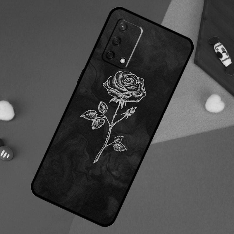 Цветочный чехол с розой для Oppo A17 A60 A40 A80 A16 A76 A96 A98 A58 A78 A18 A38 A57 A74 A54 A94 A15 A5 A6 Pro