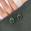 Новые серьги-гвоздики в китайском стиле с зеленым агатом, овальные, женские, ретро, легкие, роскошные, элегантные, индивидуальные, темпераментные серьги