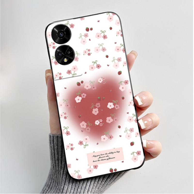 Printing Pattern Case For TCL 50 5G/TCL 50 XE Nxtpaper 5G/TCL 50XE 5G Soft Silicone Black Shell Cover Cute Flower Cartoon Casing