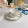 Ins Flower Mug Coffee Cup Dish Set Two-piece Set Coffee Cup Ceramic Water Cup Mug Milk Cup Afternoon Tea