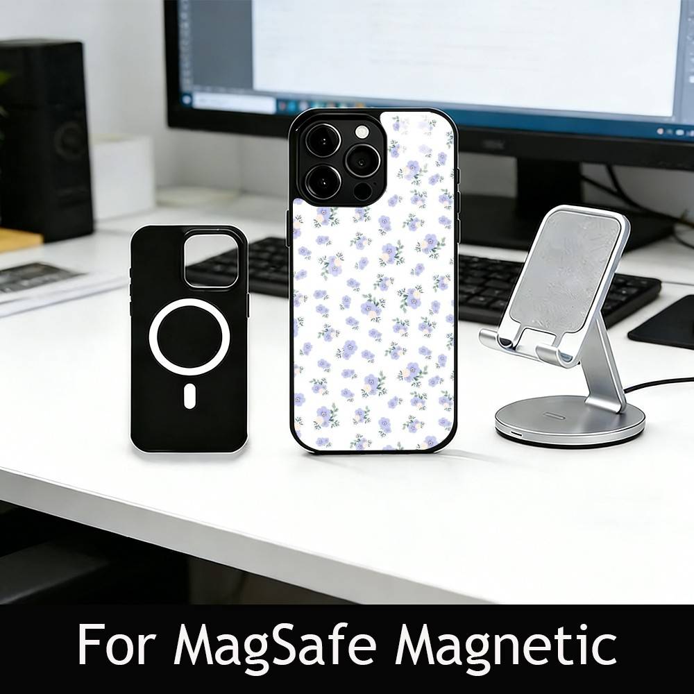 Romantic Floral Phone Case For iPhone17,16,15,14,13,12,11 Plus,Pro Magnetic with Magsafe Wireless Charging
