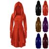 Women Costumes Hooded Vintage Pullover High Low Bandage Long Dress Cloak