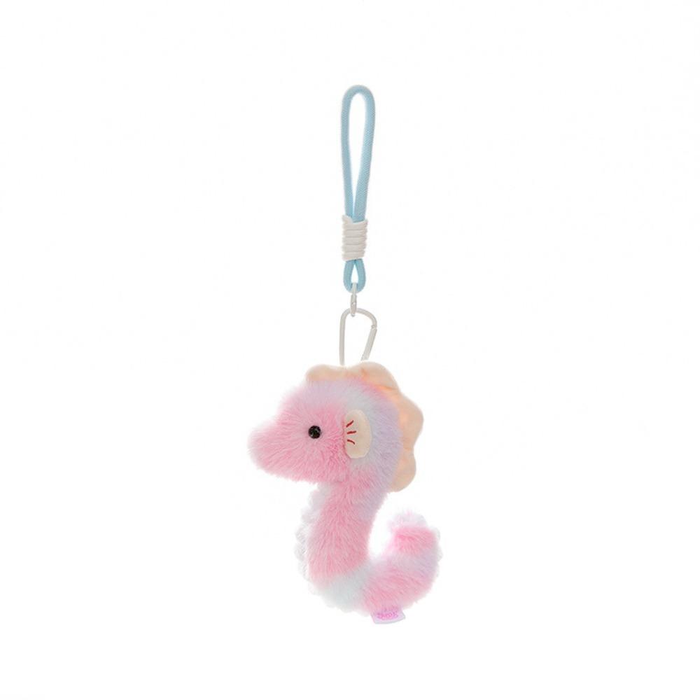 Soft Ocean Animal Plush Keychain Kawaii Fluffy Whale Keyring Bag Charm Seahorse Pendant Home Decor