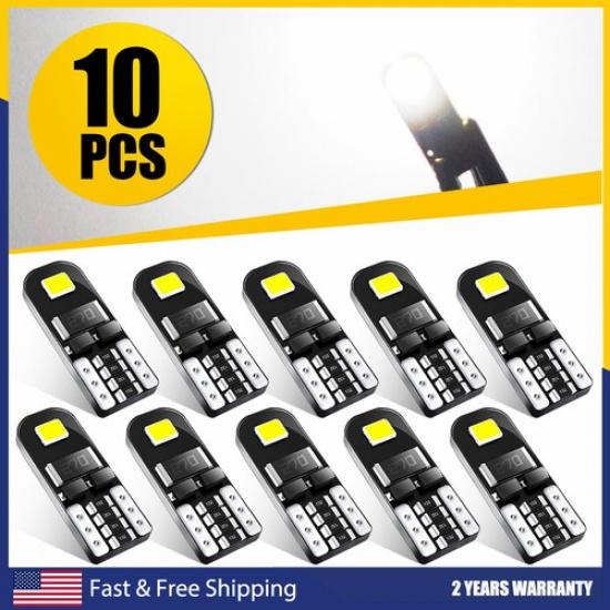 10Pcs T10 AUXITO 194 168 LED W5W SMD CANBUS Error White Free Wedge Light Bulb U