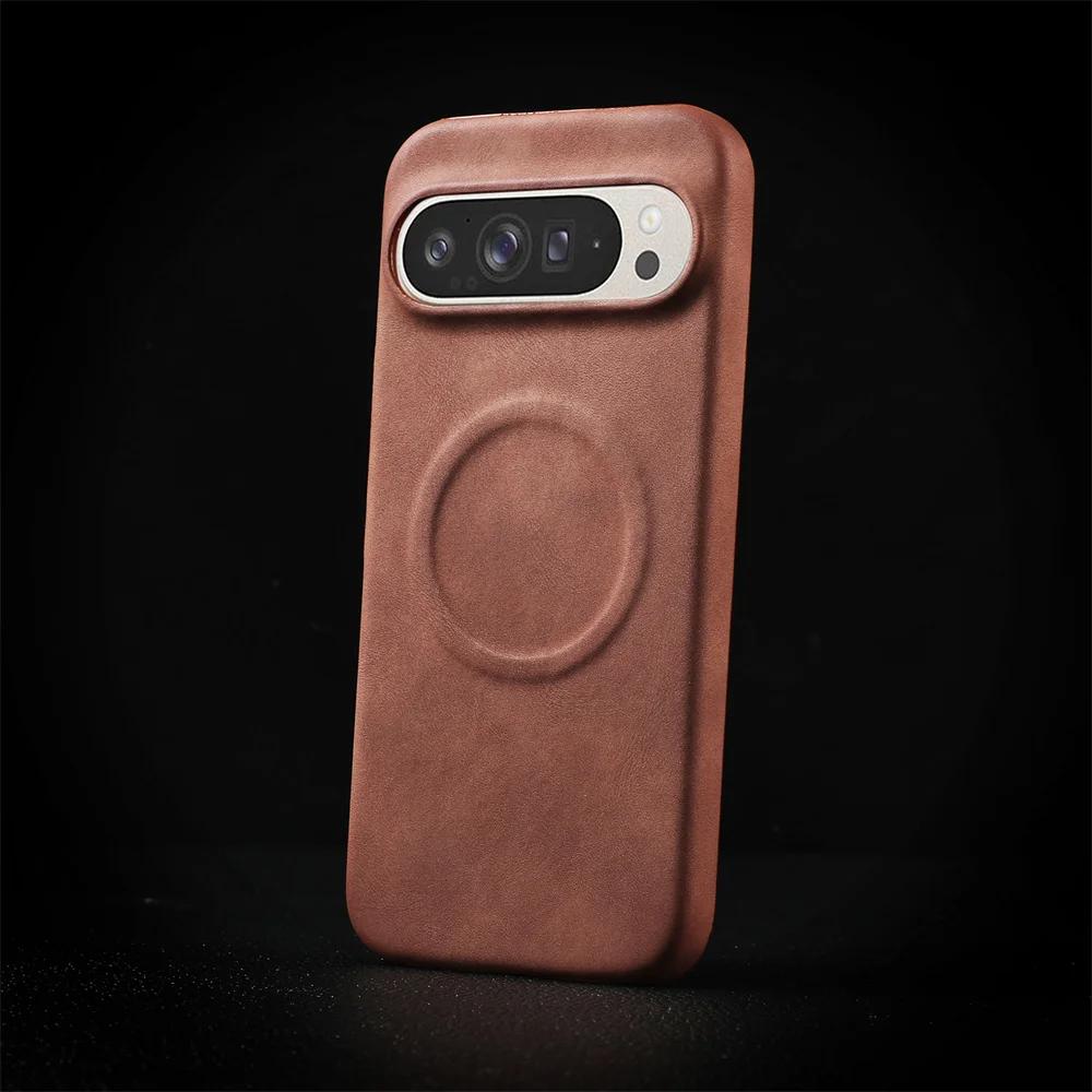 Роскошный Магнитный Чехол из Овечьей Кожи для Google Pixel 10 9 8 7 Pro XL 8A 7A Ударопрочный Бизнес Матовый Жесткий Сплошной Чехол