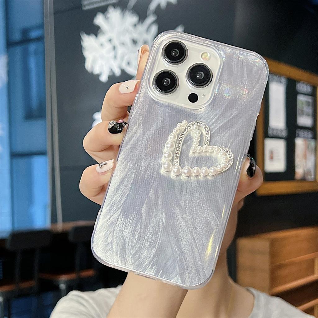 Чехол с узором из перьев, простой однотонный чехол для Apple 13/14 Pro Max, Huawei Mate 30/60 Pro и P60, дизайн в форме сердца