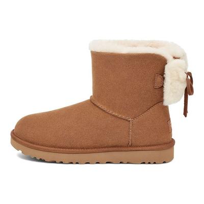 Классические мини-теплые зимние ботинки Classic Mini Double Bow Plush Short, женские сапоги Chestnut 1127130-CHE