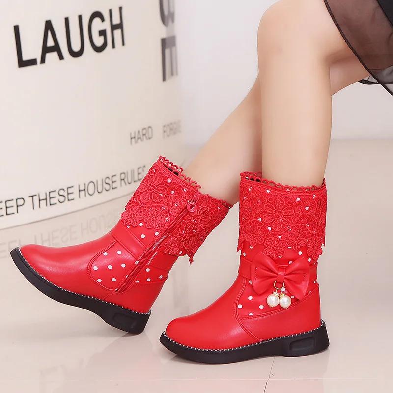 Детские модные кожаные ботинки, универсальные кружевные красивые элегантные туфли принцессы, детская обувь из хлопка и искусственной кожи, классические ботинки, прямая поставка