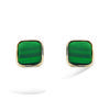 [R3446] - Gold Plated 'Mineralia' Golden Malachite Earrings - 5x5 Mm