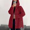 Осень Зима Новая Женская Однотонная Толстовка с Капюшоном с Длинным Рукавом Свободного Кроя из Плюшевого Бархата
