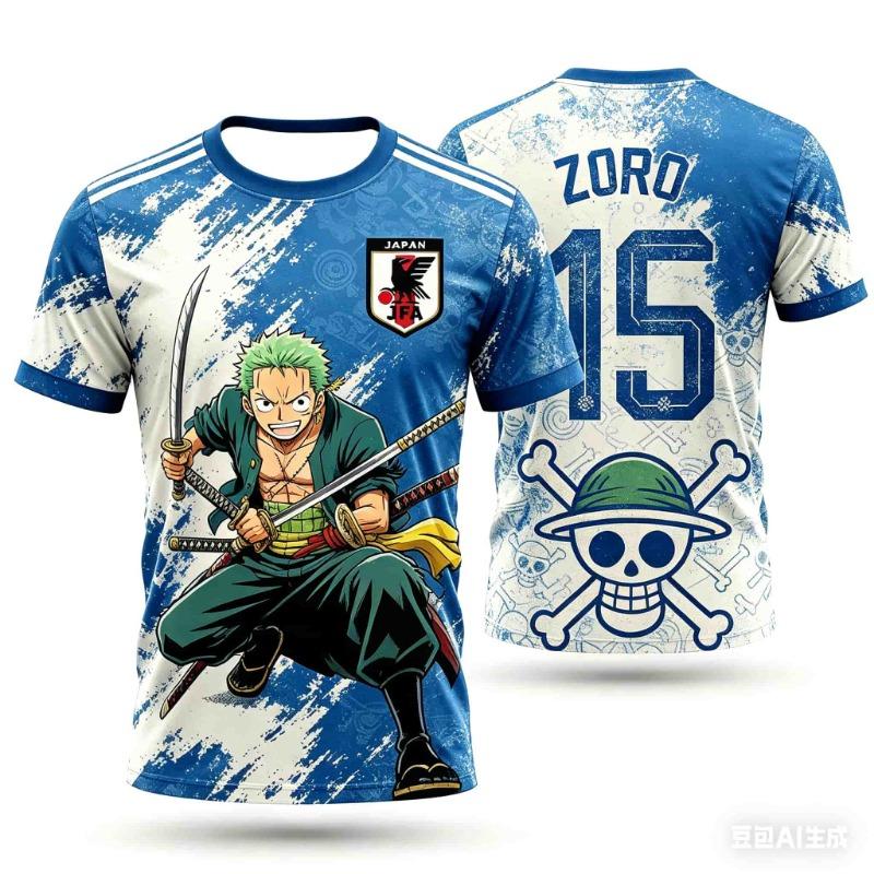 Косплей футболка для мальчиков, One Piece Луффи 5 Чоппер 19, Спортивный костюм для футбола, Дышащая быстросохнущая короткая футболка с аниме-принтом.