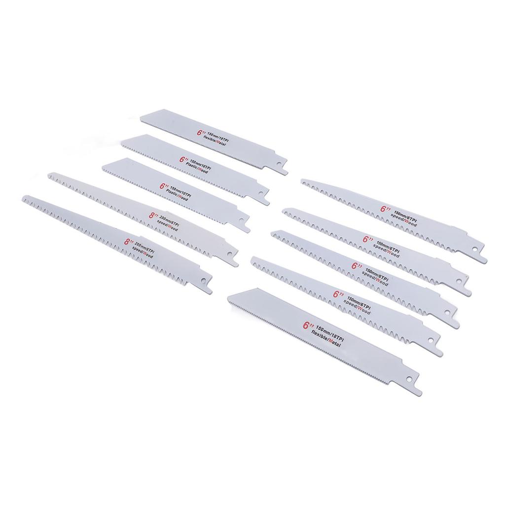 10 штук Пилки для сабельной пилы Набор ассорти пилок для лобзика для обрезки дерева резки металла 6 TPI