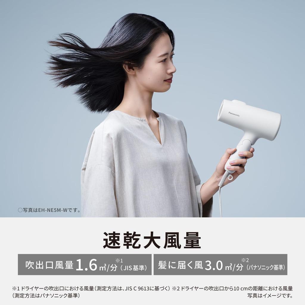 Panasonic Hair Dryer Ionity Negative Ion Quick Drying Large Air Volume Warm White Store Plus EH-NE5M-W [Panasonic Model]