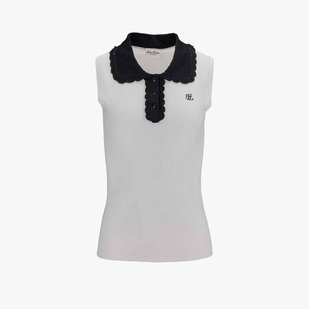 FAIRLIAR GOLF Crochet Collar Sleeveless Knit (White)