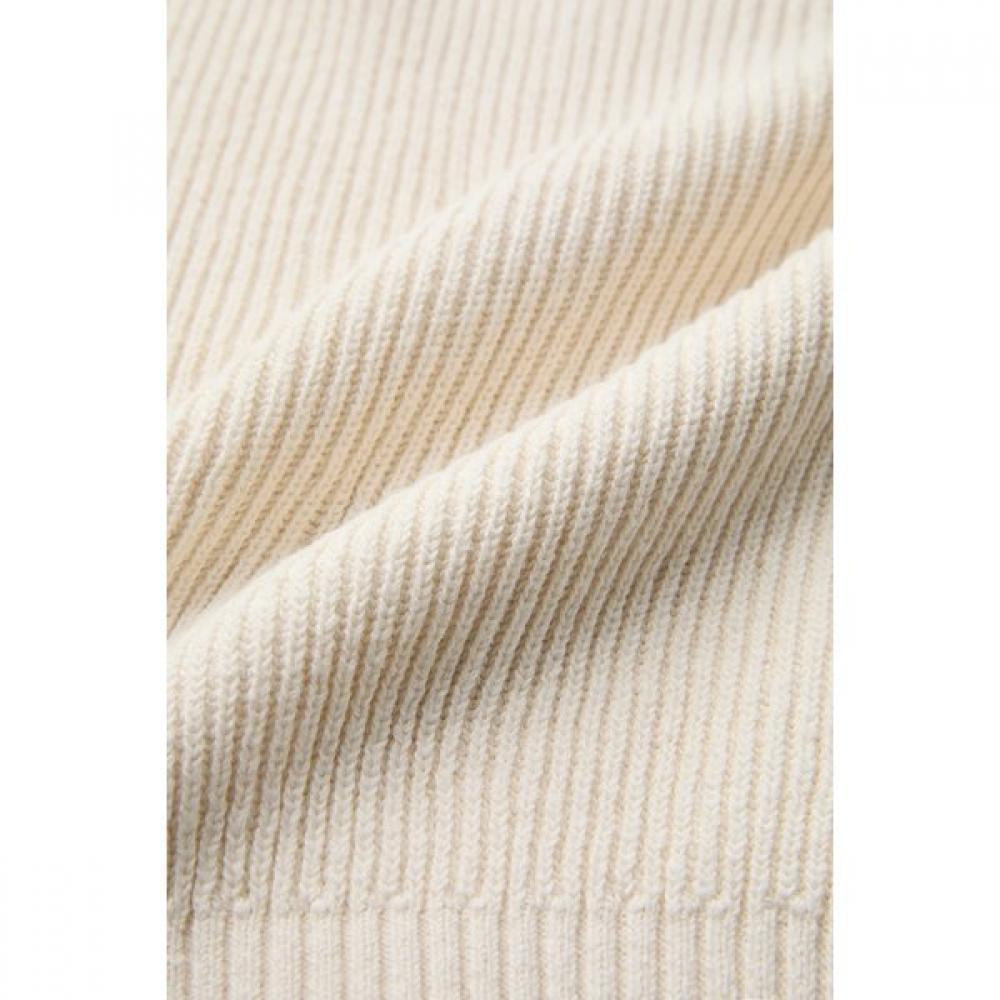 Customellow Ivory Loose Fit Round Neck Cotton Cardigan C9waw25701ivx
