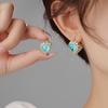 Temperament Light Luxury Blue Zircon Double-Sided Love Ear Buckle High-End Design Niche Earrings French Earrings