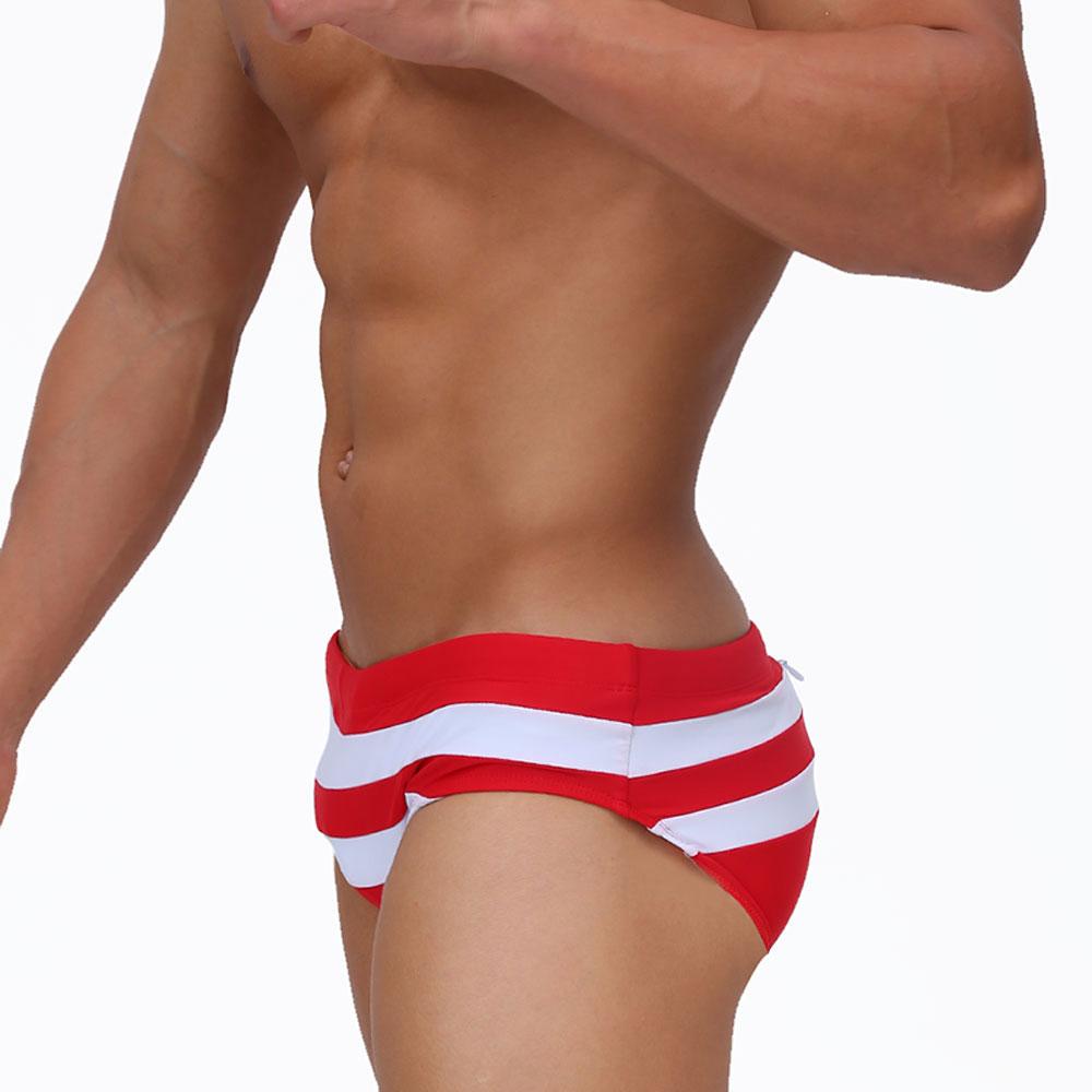 UXH Brand Men SwimBriefs Low Waist Zipper Can Open Swimwear Beach Wear Tanning Surfing