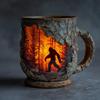 Sasquatch Forest Fires Mug Unique Coffee Cup 3D Bark Texture Cup Hot And Cold Drink Container for Coffee Lovers And Adventure Enthusiasts