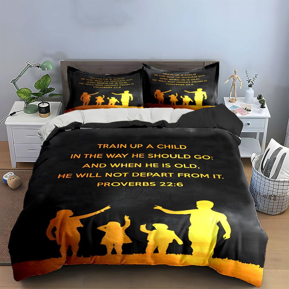 Silhouettes and Bible verse. Bedding sets Duvet cover sets Duvet covers Pillowcases(1 * Duvet Cover 2 * Pillowcases without duvet insert)