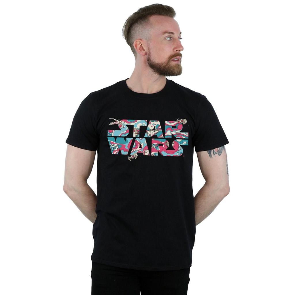 Star Wars Mens Wavy Ship Logo T-Shirt