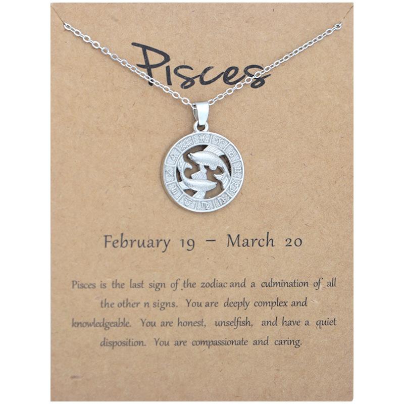 12 Zodiac Signs 3D Image Pendant Necklace Ins In Stock Zodiac Card Collarbone Chain