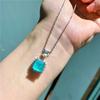 Jewelry Temperament Colored Treasure Popular Simulation Emerald Retro Pendant Necklace Collarbone Main Stone 9 * 9
