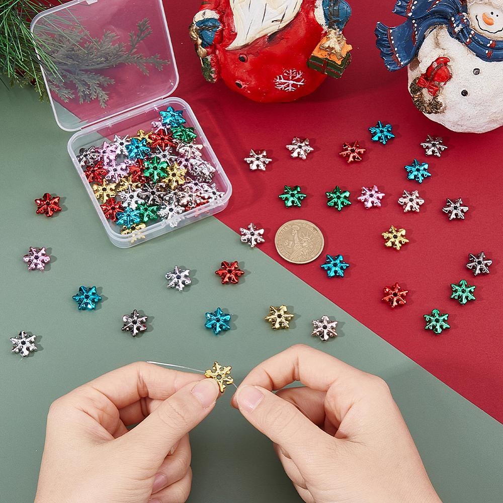 1set 80pcs 8 colors Electroplate Opaque Acrylic Beads Snowflake Mixed color 14x13.5x4.5mm Hole: 1.5mm 10pcs/color