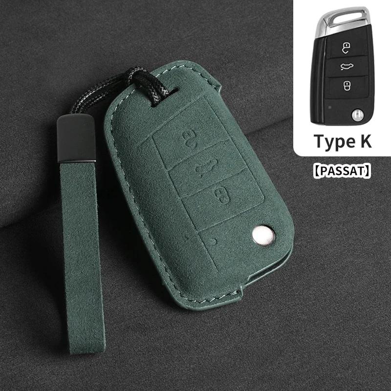 Suede Car Flip Key Case Cover Holder Keychain Shell for VW Golf 7 MK7 Tiguan MK2 for SEAT Ateca Leon FR 2 Ibiza for Skoda