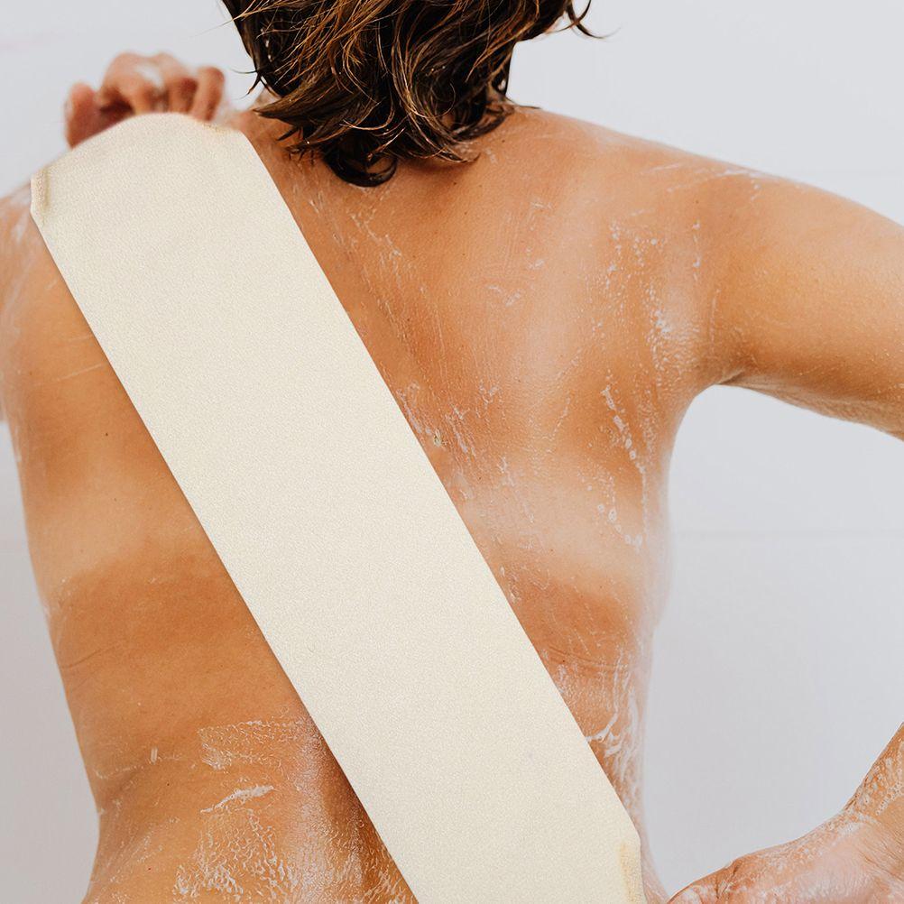 2Pcs Stretchable Scrubbing Towel Beige Deep Cleansing Body Washcloth Exfoliating Shower Loofah Washcloth For Family