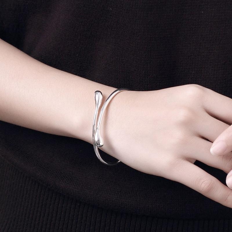 Шарм стерлингового серебра браслеты для женщин тонкие капли воды браслеты леди мода свадьба вечеринка рождественский подарок ювелирные изделия