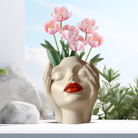 Держатель для ручек с женским контуром, художественная ваза ручной работы в форме женской головы, минималистичный держатель для кистей для макияжа для дома, гостиной, книжной полки, декора