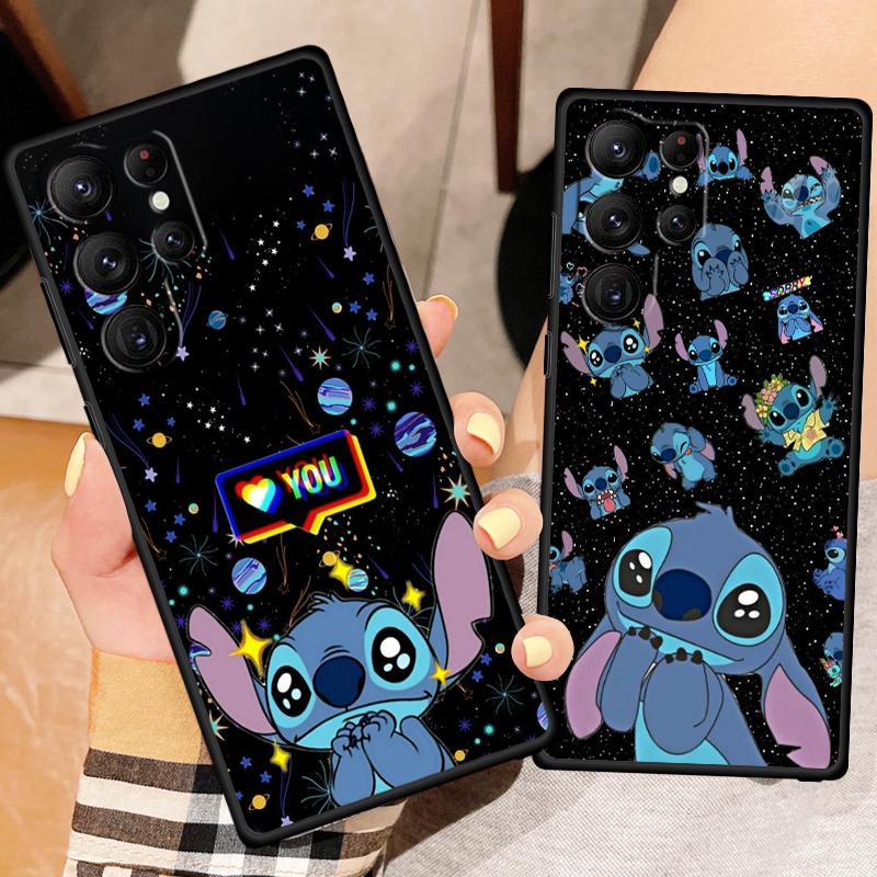 Чехол для телефона Stitch Cartoon Cute для Samsung Galaxy S24 S23 S22 S21 S20 FE S10 S10E Plus Ultra Pro Lite 5G Black TPU