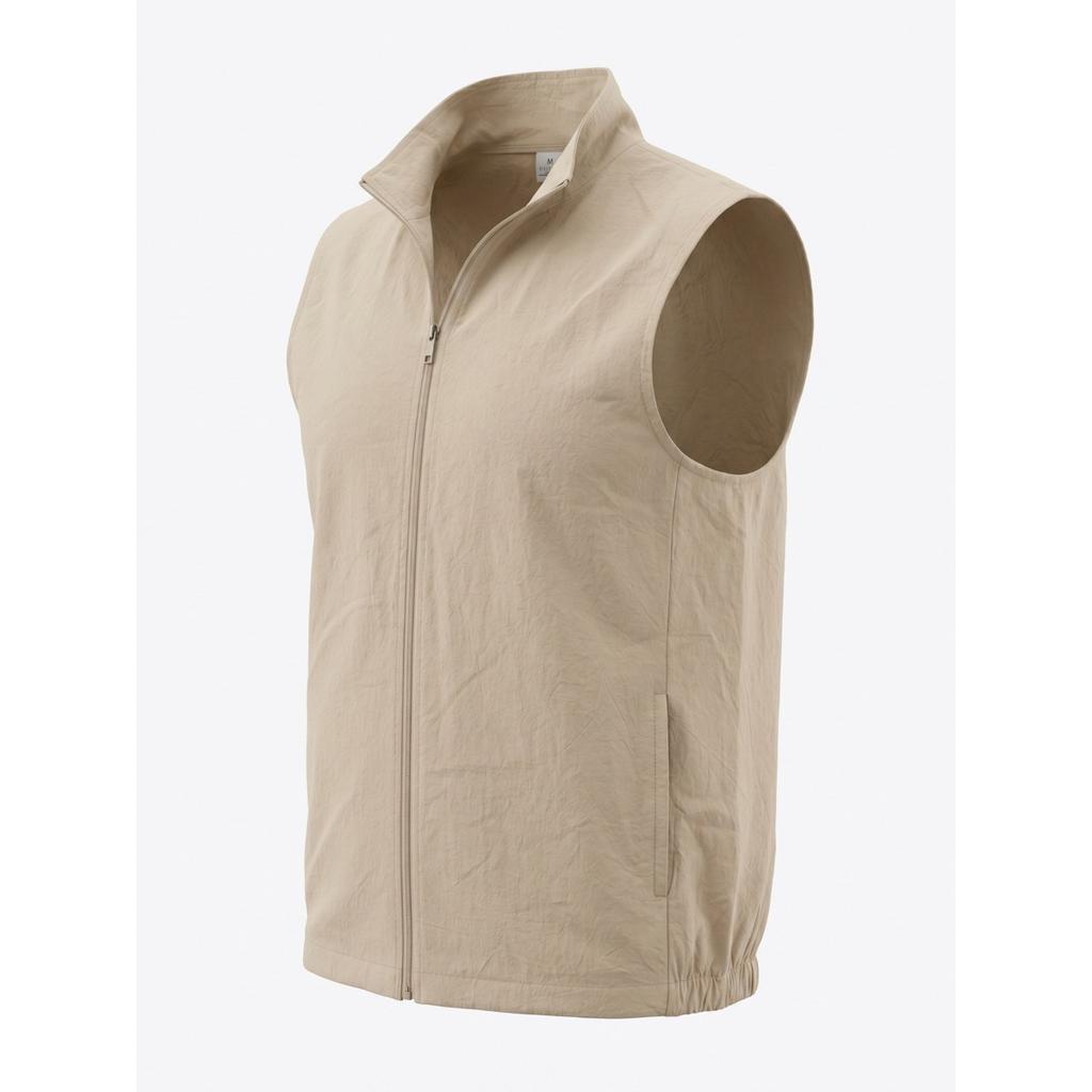Summer Lightweight Button-down Zipper Jacket - Men's Breathable Slightly Wrinkled Casual Sleeveless Vest