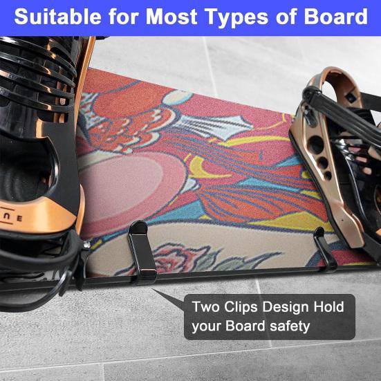 Горизонтальные настенные зажимы для сноуборда. Настенная стойка для сноуборда. Прочная, несущая нагрузку настенная стойка для дисплея сноуборда.