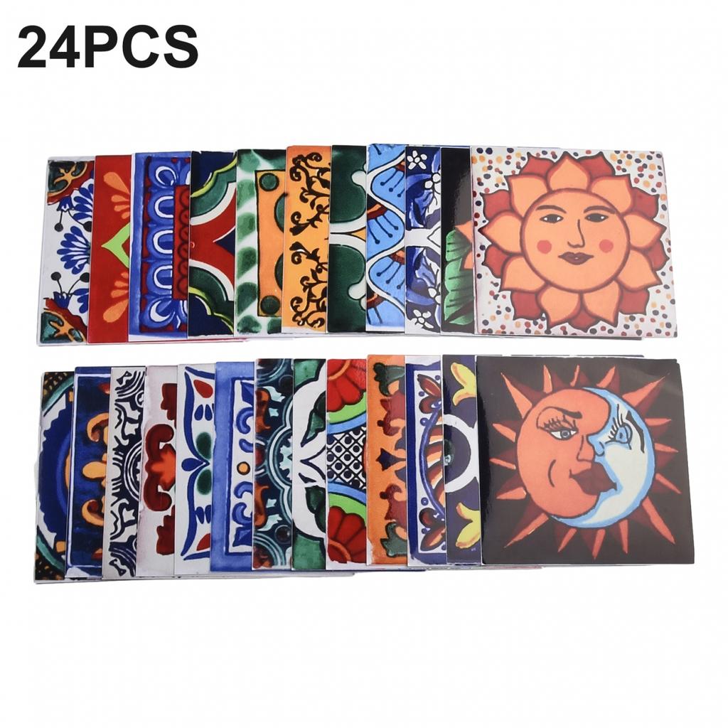 24 шт. Винтажная самоклеящаяся наклейка на стену для ванной комнаты, кухни, водонепроницаемая наклейка на плитку