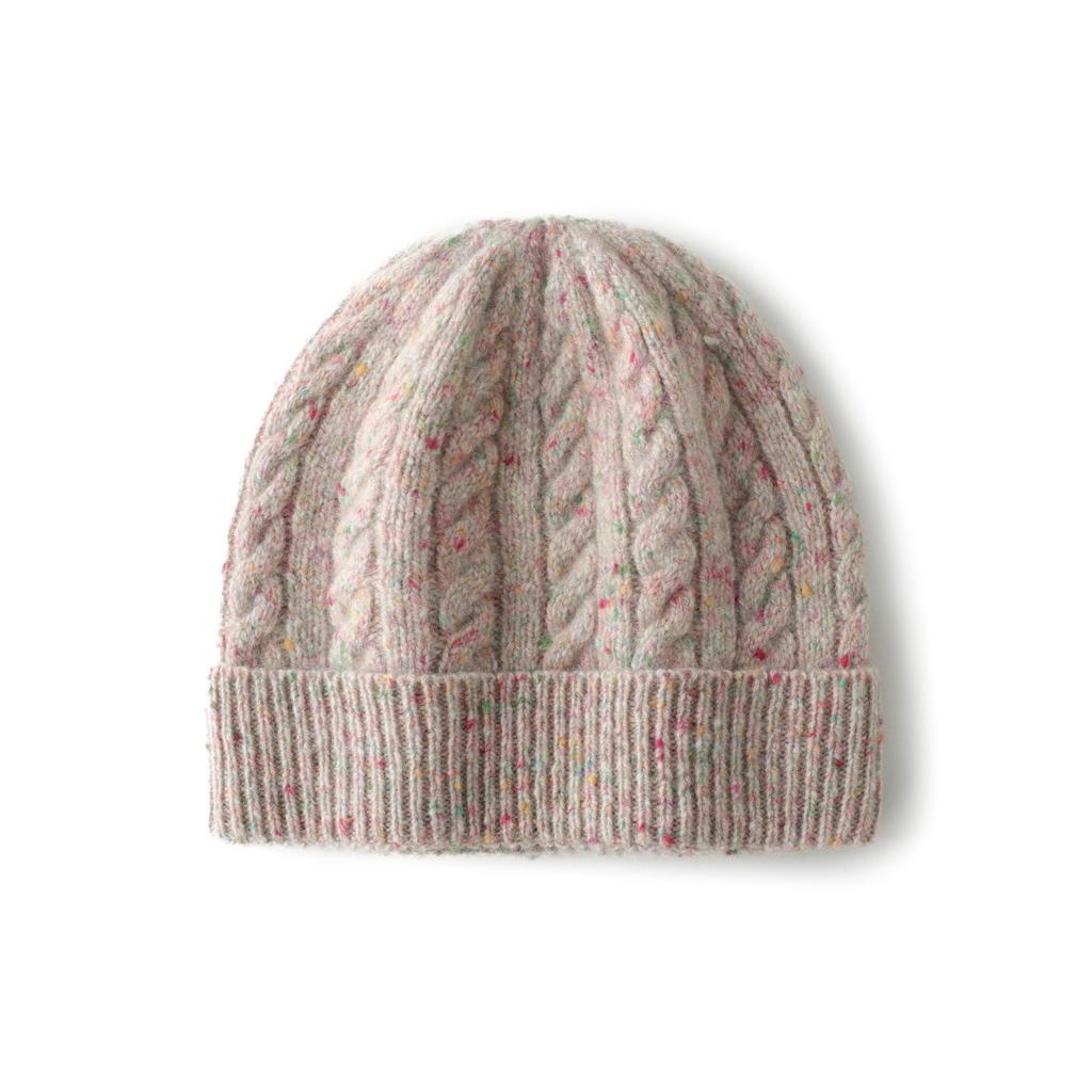 Autumn and winter% pure cashmere hats men's and women's solid color twist twisted knitted hats, thermal ear protectors, and flanged hats.