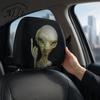 Забавные аксессуары для интерьера автомобиля, 2 шт., чехлы на подголовник в виде головы инопланетянина, креативная печать, универсальные, уникальная модификация, подарки, защита, эластичные, дышащие