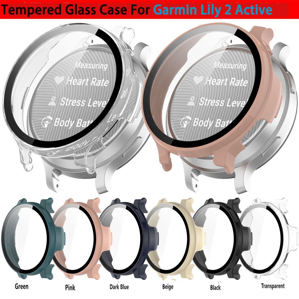 PC Glass Case For Garmin Lily 2 Active Smart Watch Screen Protector Full Cover Protective Bumper Shell Accessories Replacement