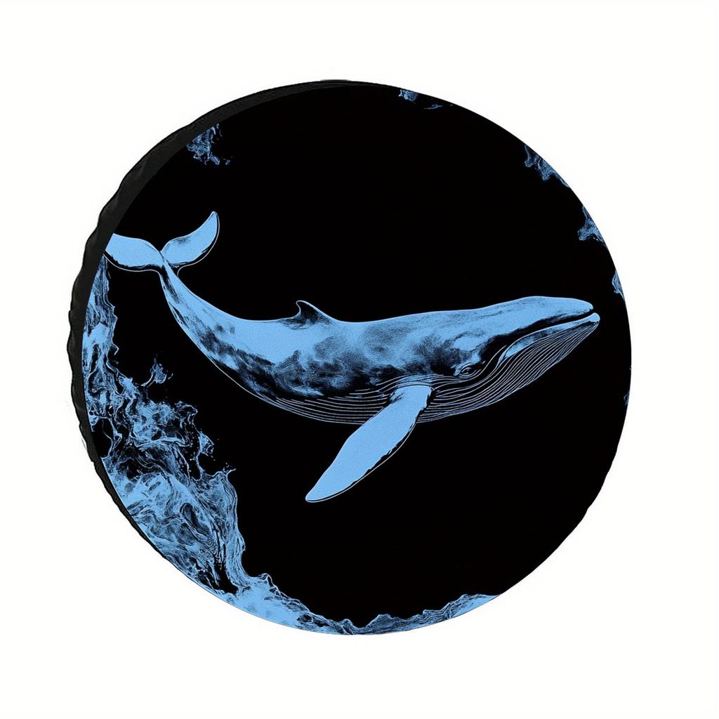 Blue Whale Ocean Art Tire Cover Durable Polyester UV Resistant Spare Wheel Protector for RV Trailer