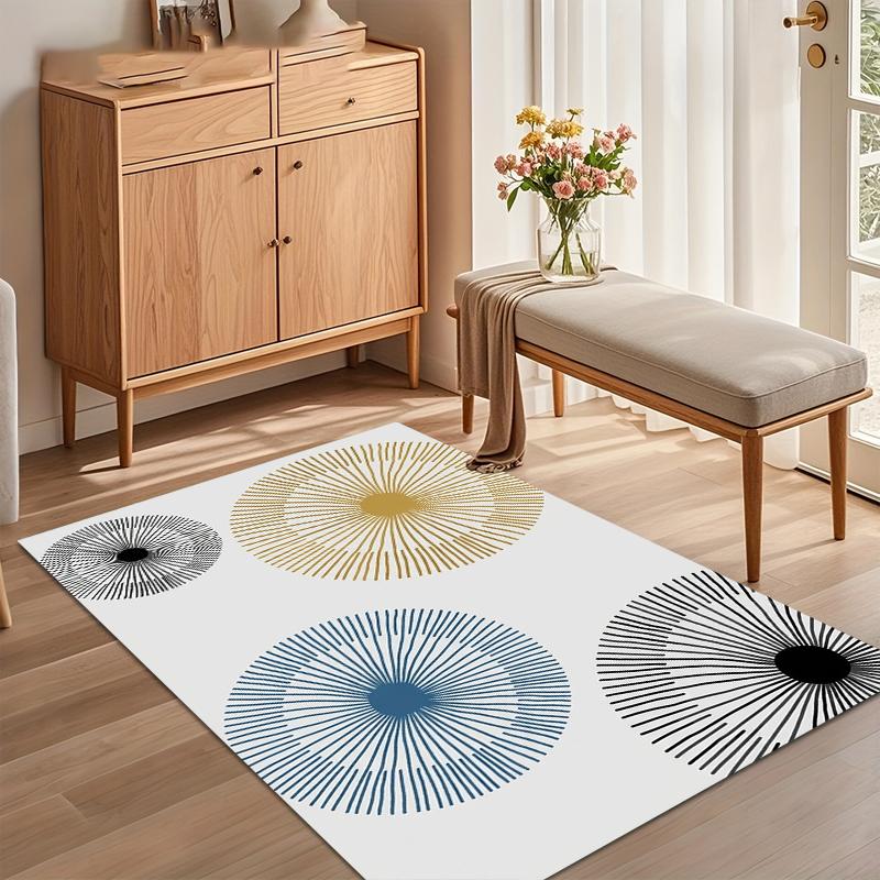 Minimalist Geometric Sunburst Print Area Rug Non Slip Soft Floor Carpet for Living Room Bedroom Kids Room Nursery Entryway Decor