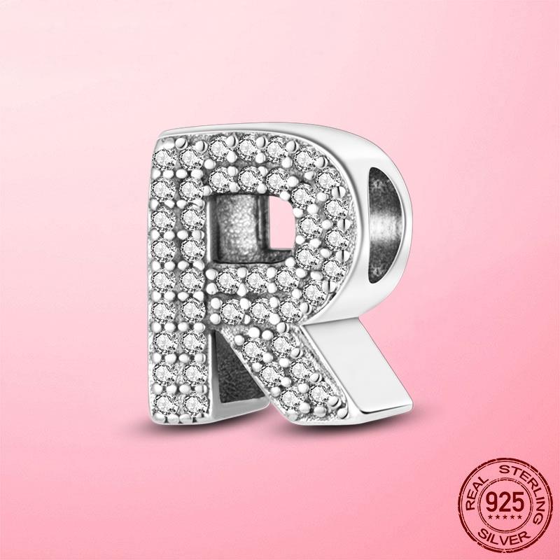 Hot Original 925 Silver Letter CZ Zircon A To Z 26 Letter Charms Beads Fit MULA Charms Bracelet Silver 925 Jewelry