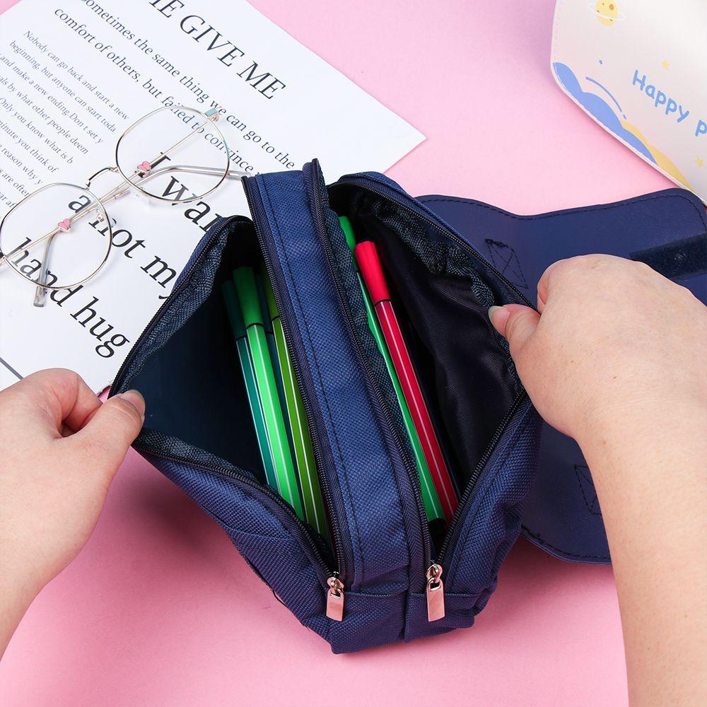 Organizer Handbags Double Zipper Astronaut Pencil Case Cosmetic Storage Big Pen Bag Makeup Pouch