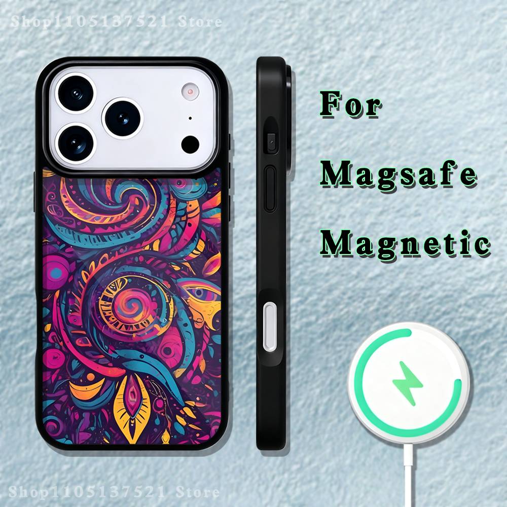 Mandala Art Colorful Phone Case For iPhone 17,16,15,14,13,12,11,Pro,Max,Plus,Mini,SE4,E Magnetic Magsafe Wireless Charging