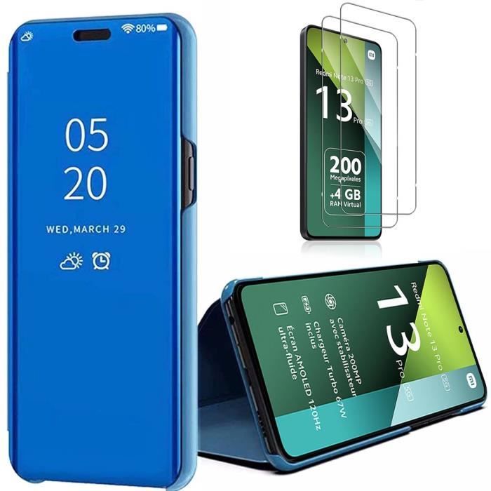Coque - E.F.Connection - pour Xiaomi Redmi Note 13 Pro 5G - 360° Antichoc - Effet Miroir - Bleu - avec 2 Verres Trempés