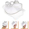 White Linen Fascinator Hat for Women, Elegant Cocktail Tea Party Headband with Veil, Lightweight Wedding Party Headdress, Fashionable Special