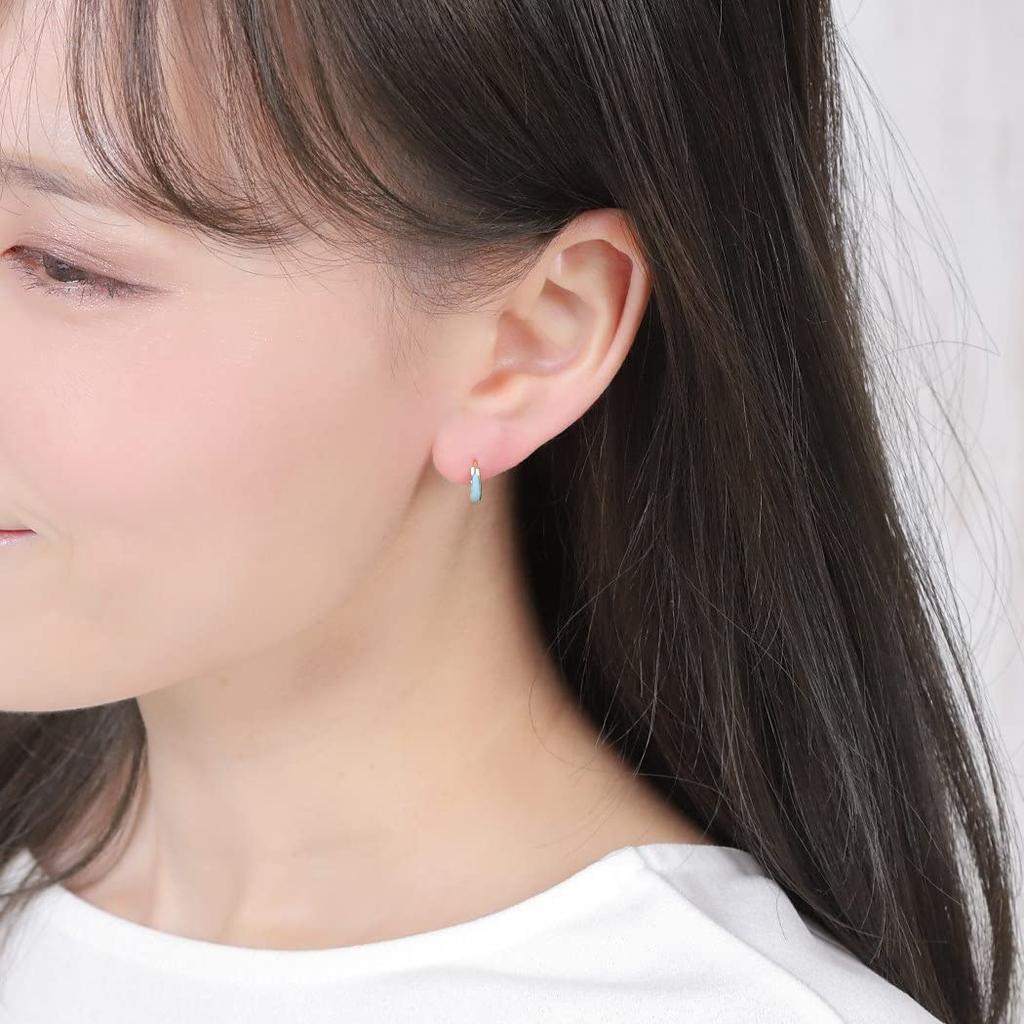 Товары 18K серьги-кольца бирюзовые бирюзовые на оба уха золотые [Happy Shop] мужские женские