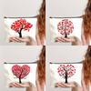 Beautiful Love Tree Pattern Print Makeup Bag with Zipper, Women Handhold Bag Travel Portable Cosmetics Storage Bag for Valentine's Day Gift